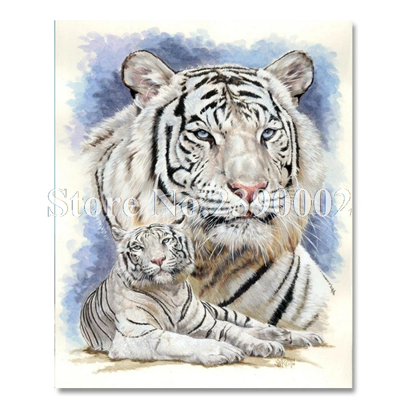 Animal Full Square 5D DIY Diamond Painting White Tiger Embroidery Cross Stitch Rhinestone Mosaic Home Decor Gift | Дом и сад