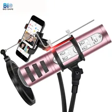 Biosafe IOS Android проводной микрофон живой алюминиевый бас аудио AUX Mikrofon с внутренней звуковой картой караоке Microfono