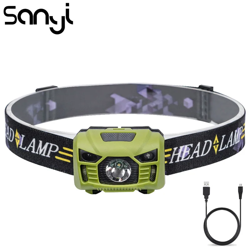 Sanyi USB Перезаряжаемый светодиодный Индуктивный налобный фонарь датчик движения тела велосипедный фонарь уличного освещения кемпинг рыбалка