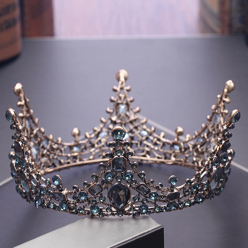 

Metal Bronze Round Tiara Crystal Baroque Retro Crown Women Headdress Hair Accessories Wedding Bridal Headwear Jewelry Gifts
