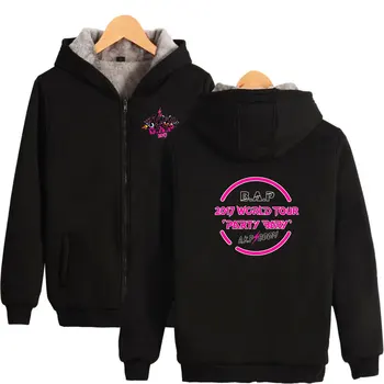 

Kpop B.A.P Tthick Warm Hoodie Sweatshirt With Zipper And Hat Print 2019 World Tour Party Baby Hot Sale High Quality