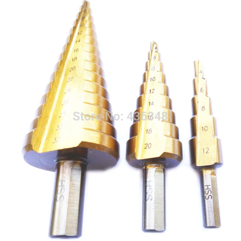 larger Titanium Coated Step Drill Bit Set.jpg