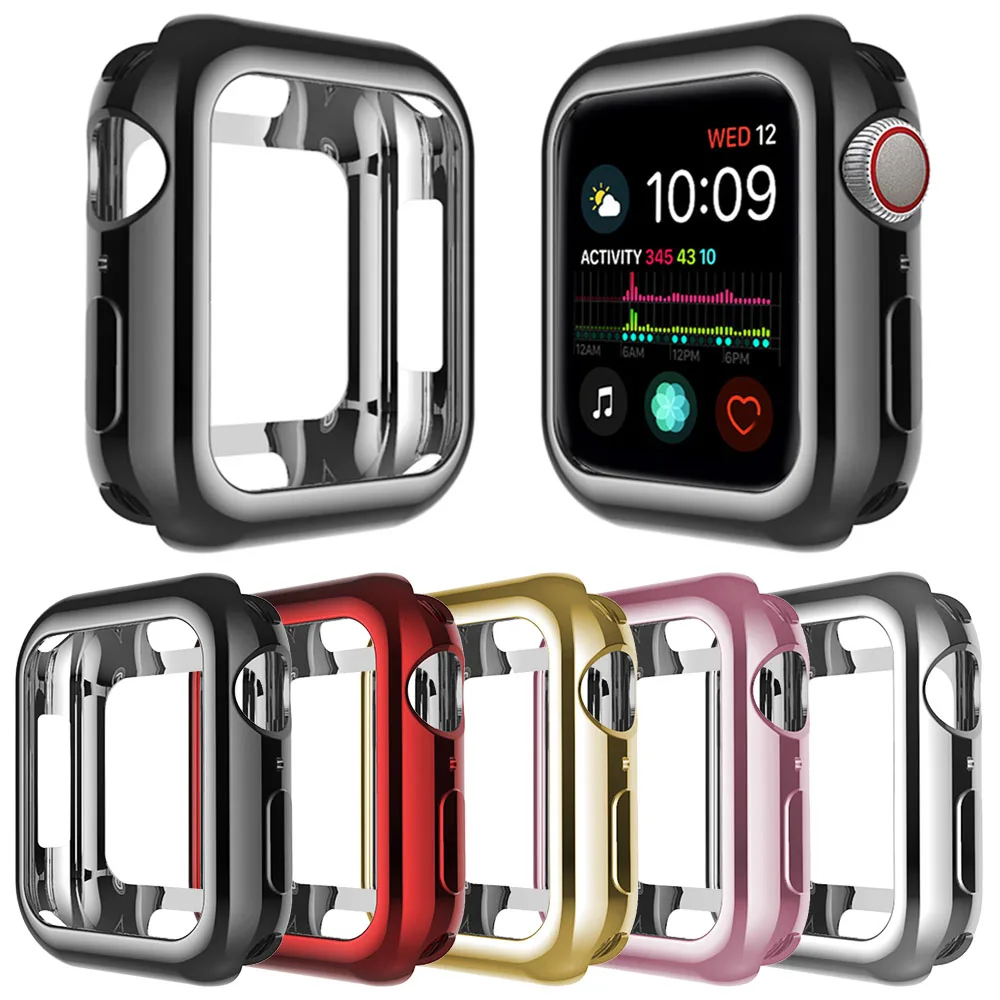 Роскошная защитная накладка чехол для Apple Watch Series 5 4 3 2 1 чехол Высококачественный мягкий TPU бампер аксессуары для iwatch Shell