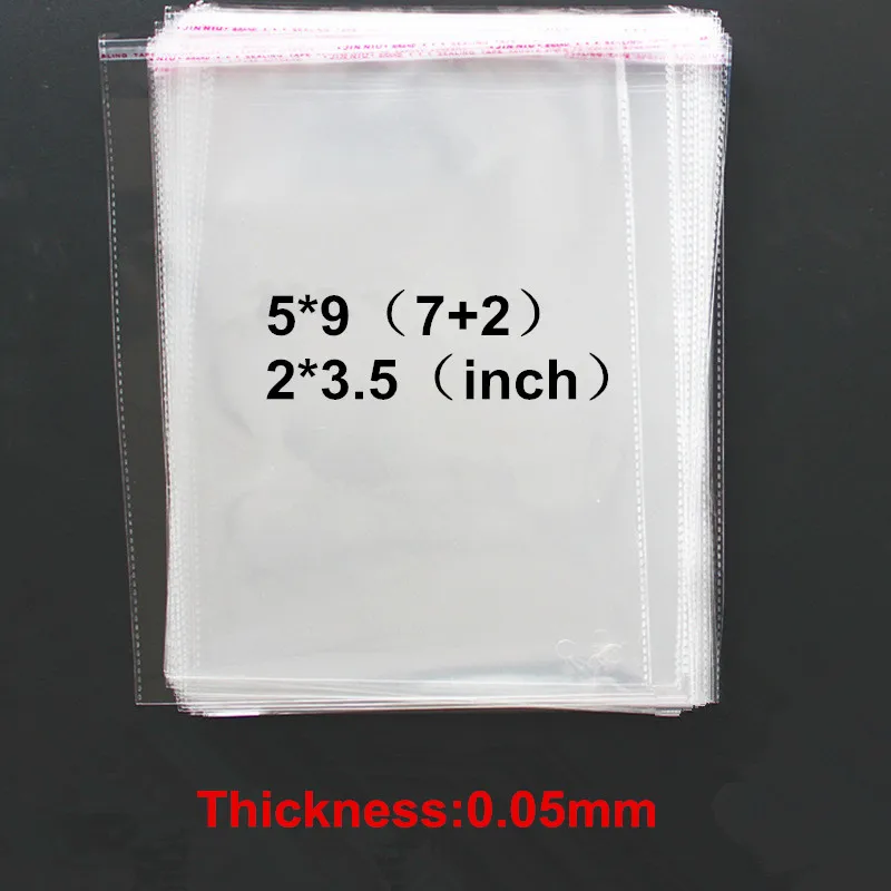 1000pcs Clear Mini Small plastic bags for jewelry 5X9cm Self Adhesive