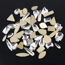 1000 шт блестящие стеклянные стразы для дизайна ногтей кристально чистые микс формы стеклянные плоские с оборота камни для 3D украшения ногтей