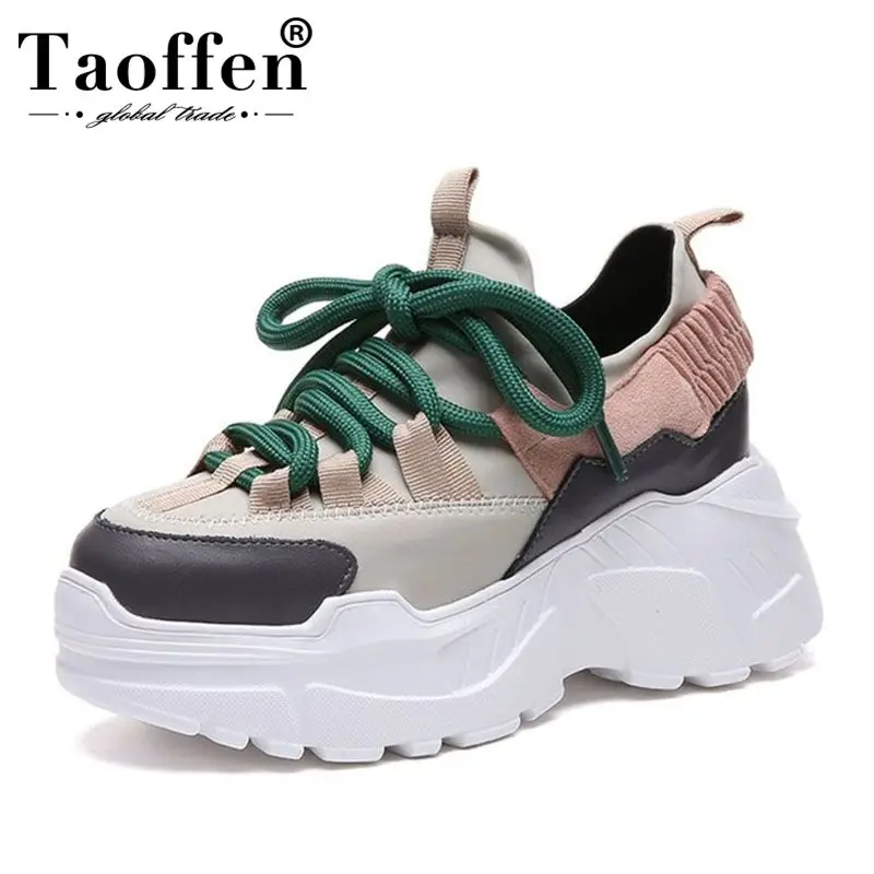 

Taoffen Women Thick Bottom Fashion Youngs Vulcanized Shoes Women Daily Club Outdoor Vacation Walk Light Shoes Size 35-39