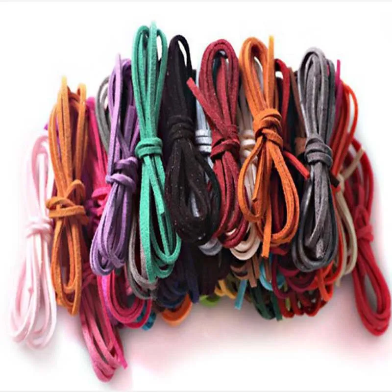 

High quality 5Pcs New 3mm /roll Mixed Color Faux Suede Cord DIY Lace Leather for Cloth Shoes Jewelry Making Accessories