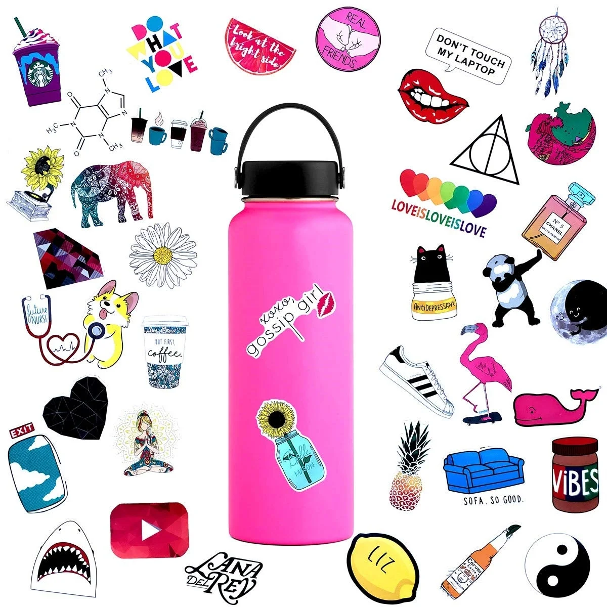 

For 45pcs Water Bottle Sticker Decals Waterproof,Cute Bumper and Laptop Stickers Girls,Computer Luggage,Snowboard
