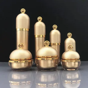 

10pcs High Quality 15g 30g 50g Gold Acrylic Cream Jar Empty Cosmetic Packing Container Lotion Pump Bottle 15ml 30ml 50ml 100ml