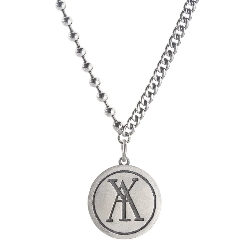 

100%925 sterling silver punk Choker Necklace A Y Letter bead chain Necklace Women male Heart circle Necklace Boho Girlfriend