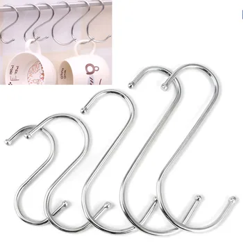 

10Pcs Stainless Steel Practical Hooks S Shape Kitchen Railing S Hanger Hook Clasp Holder Hooks For Hanging Clothes Handbag Hook