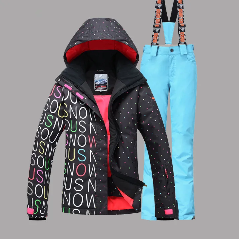 Стиль, женский лыжный костюм, зимняя одежда, Gsou, лыжная куртка+ штаны, костюм для сноуборда, комплект для велоспорта, альпинизма