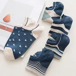 Новый сине-белые полосы мужские носки летние модные повседневные мужские носки короткие носки искусства лодка брендовые носки 17- 110