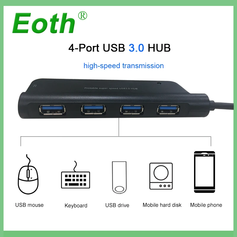 

Eoth USB 3.0 HUB External 4 Port Splitter 4-port USB3.0 Splitter Hab Hubs for iMac Computer Laptop Notebook Accessories