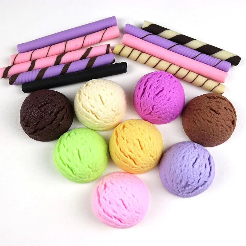 

Simulation Ice Cream Ball Artificial Shop Decorative Foods Colorful PVCChocolate Biscuits Stick Food Model Student teach