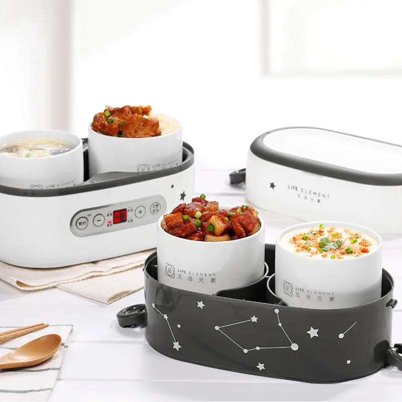 

Smart Electric Lunch Box Small Rice Cooker Double Layer Automatic Heating Ceramic Liner Smart Touch LCD Appointment Timing