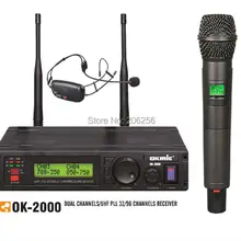 okmic OK-2000 беспроводной микрофон UHF/PLL истинное Разнообразие беспроводной микрофон система ручной микрофон и гарнитура микрофоны тренажерный зал