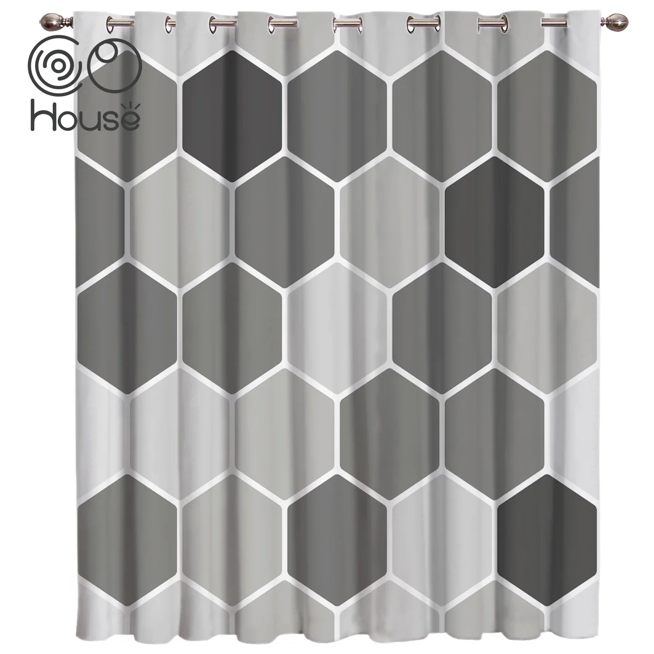 COCOHouse Grey Honeycomb Room Curtains Large Window Window Curtains Dark Kitchen Bedroom Decor Window Treatment Hard