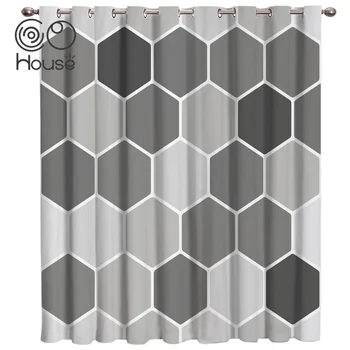 

COCOHouse Grey Honeycomb Room Curtains Large Window Window Curtains Dark Kitchen Bedroom Decor Window Treatment Hard