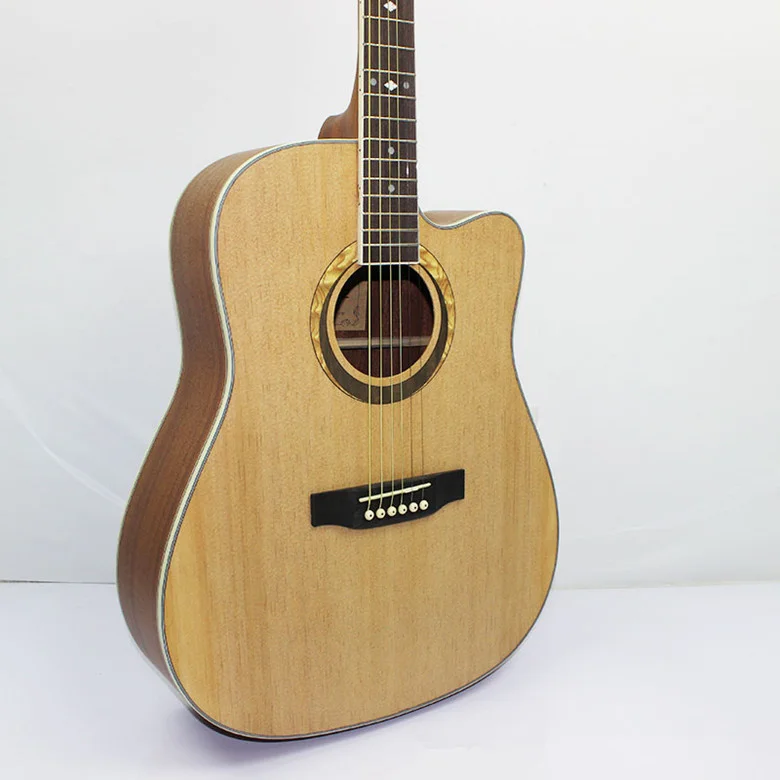 Electro Folk Pop Flattop Guitar 41 Inch Guitarra 6 String White Matte Body Cutaway Picea Asperata