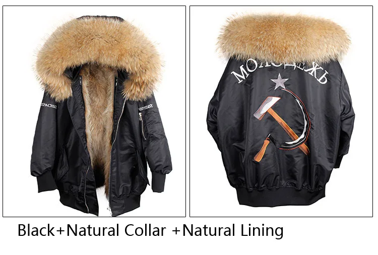 Зимняя Новая модная женская парка с капюшоном из натурального меха енота, пальто с вышивкой, Женская куртка-бомбер, подкладка из енота, верхняя одежда - Цвет: C2