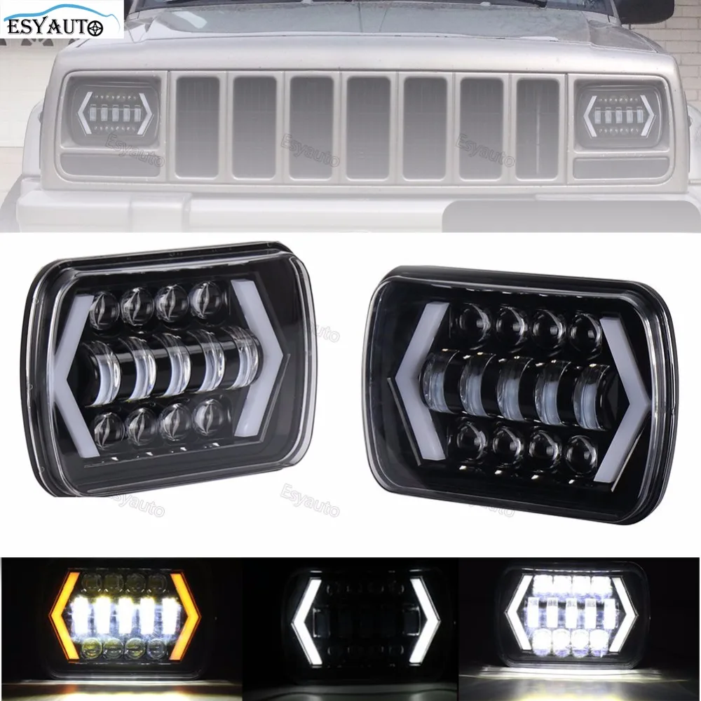 with 15LEDs Lamps XY Lamp Headlights Work Lights Spotlight Car Square Shape LED Headlight Lamps 7 inch 5X7 H4 15W DC 9-30V 1500LM IP67 Car Truck Off-road Vehicle LED Work Lights/Headlight 