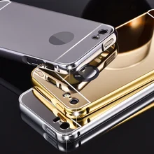 For iPhone 5 5s Case Metal Bumper Cases Golden Plating Aluminum Frame + Mirror Acrylic Back Cover black For iPhone5 iPhone5s