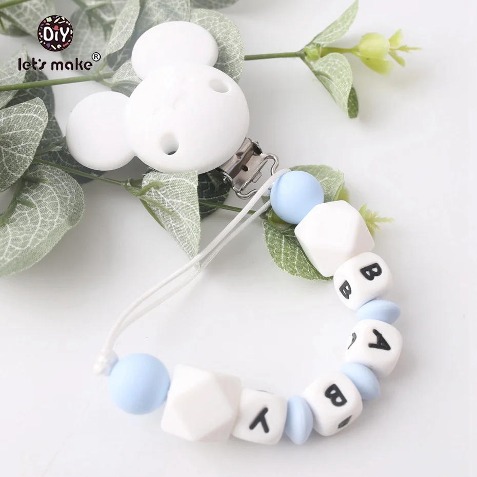

Let's Make Silicone Mouse 1pc Food Grade Silicone Teether Customer Name Universal Pacifier Clip Nursing Bracelet