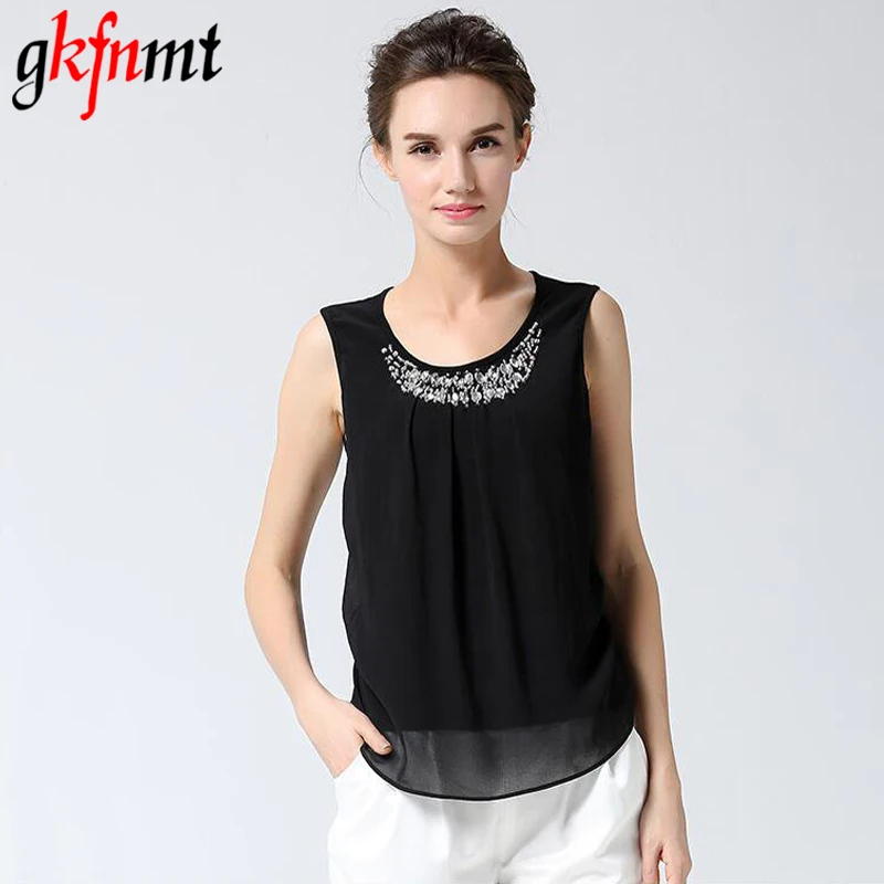 6XL летние топы женские блузки 2020 без рукавов Blusas feminina Chemise Femme шифоновая блузка