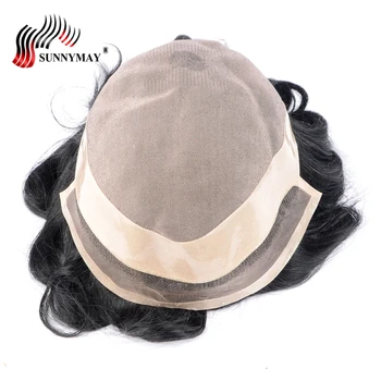 

Sunnymay Toupee For Men 10x8 NPU Around Mono Lace 1b Color Men's Toupee
