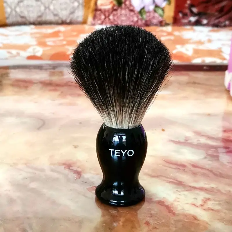 TEYO Black Badger Hair Shaving Brush of Resin Handle With Gift Box Packed Perfect for Wet Shave Safety Razor