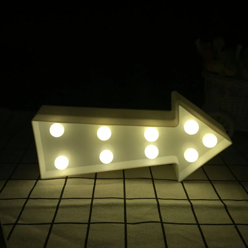 Светодиодная Ночная лампа 3D Arrow Sign Marquee Letters белая/черная 7 светодиодов теплый