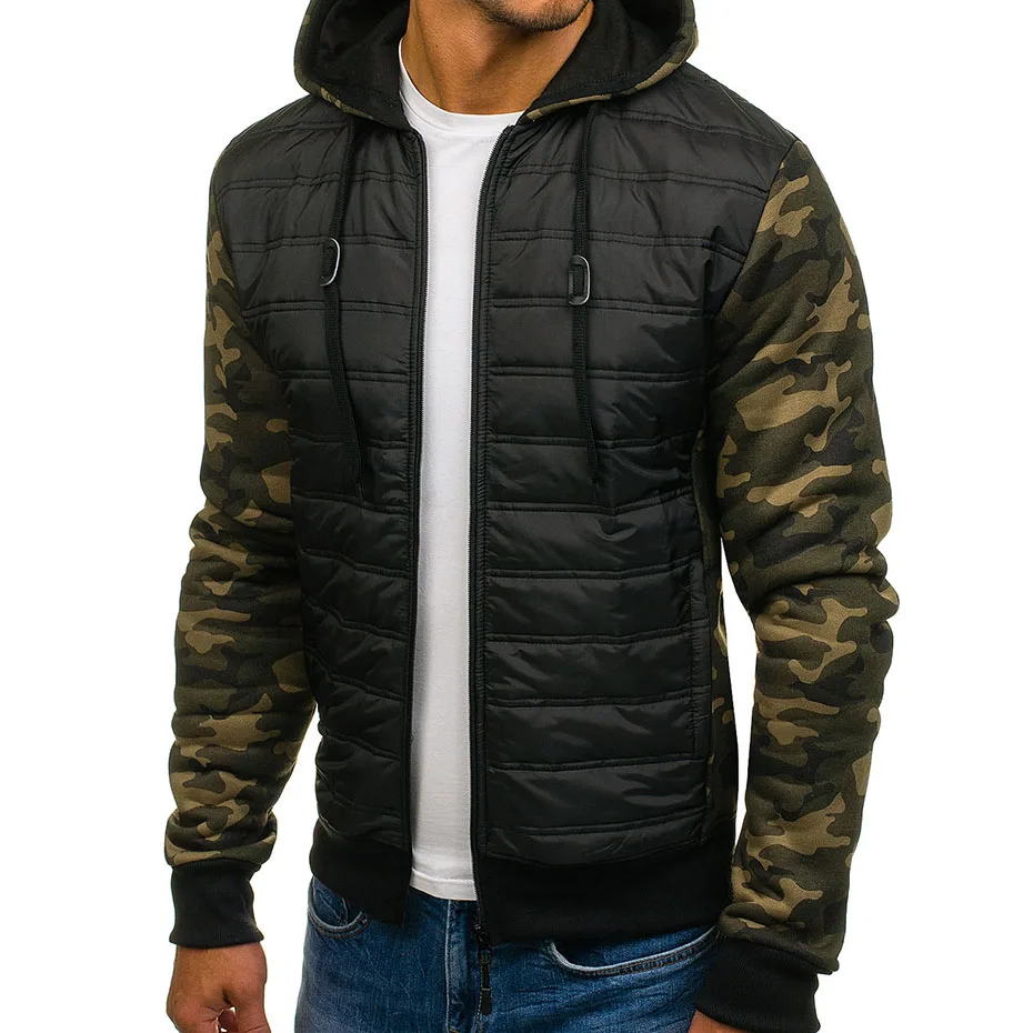 

ZOGAA men winter jacket plus size Camouflage full sleeve patchwork zipper hoodie jacket coat top quality casual parka men