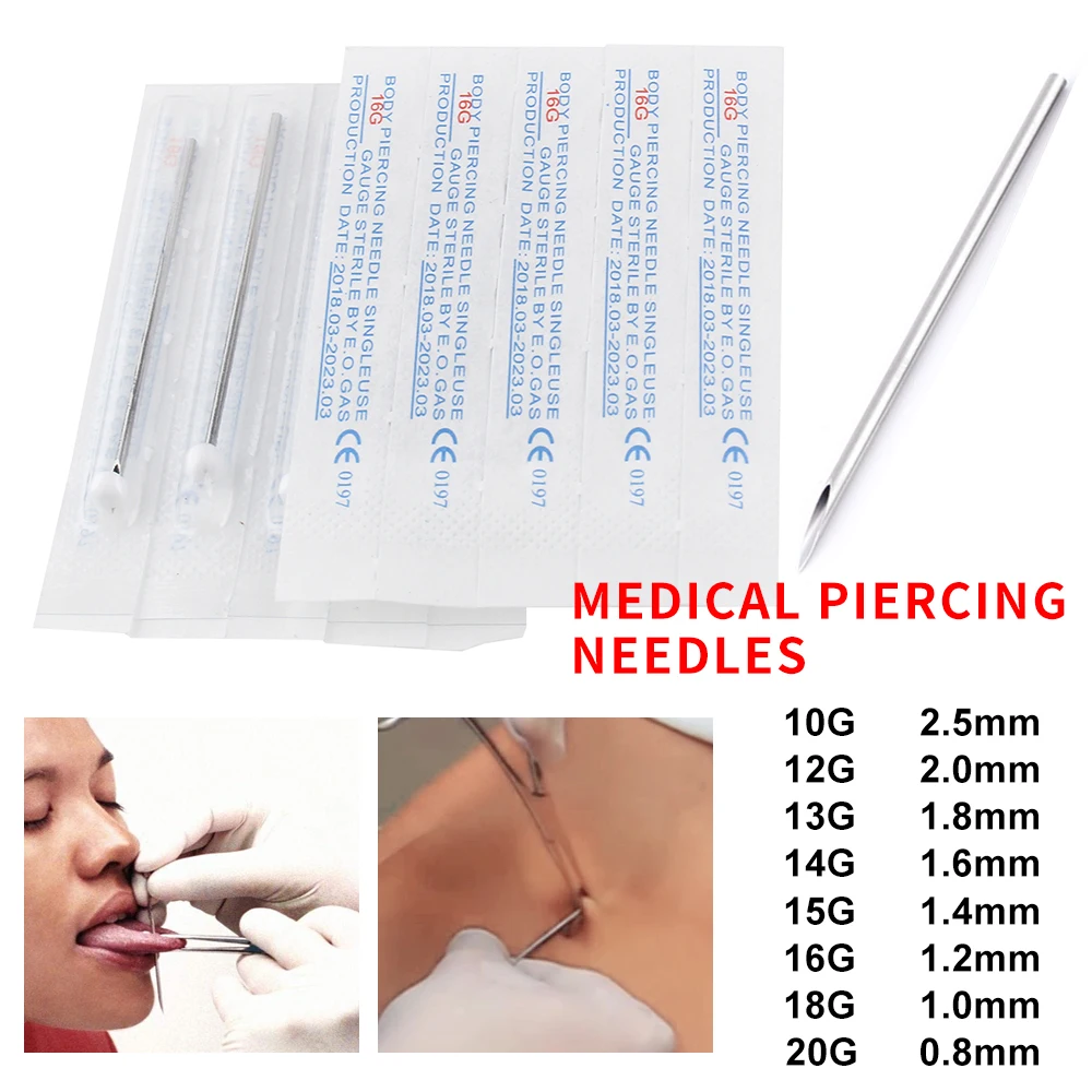 YILONG 100PC 16G Piercing Needles 16G Sterile Disposable Body Piercing Needles 16G For Ear Nose