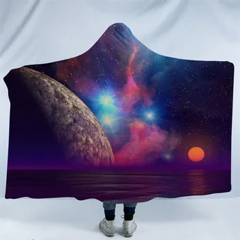 

SOFTBATFY Bright Galaxy Hooded Blanket Fleece Throw Blanket Dropshipping