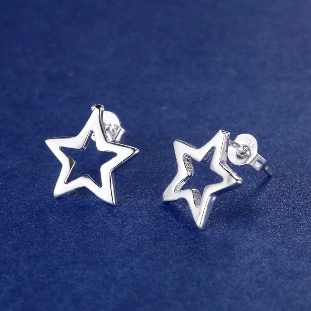 silver earings fashion jewelry star stud earring for women costume accessories birthday gift