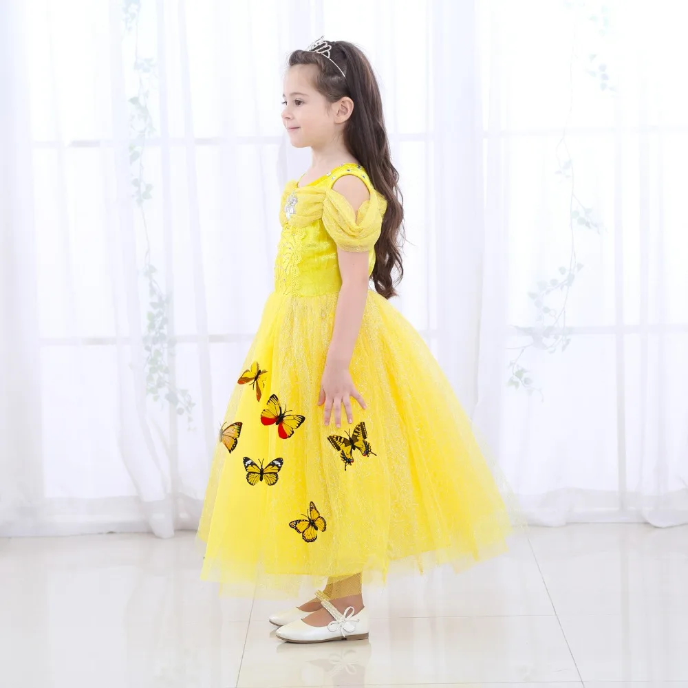 Платье принцессы Эльзы и Золушки для девочек костюм с 3d-бабочкой для малышей детская одежда костюм Необычные платья для косплея детская одежда