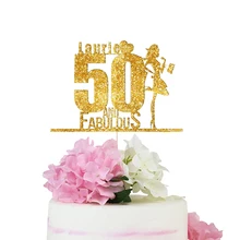 Юбилей блестящие топперы торт Топпер блестящая бумага торт Топпер День рождения Свадебные украшения для вечеринок на заказ