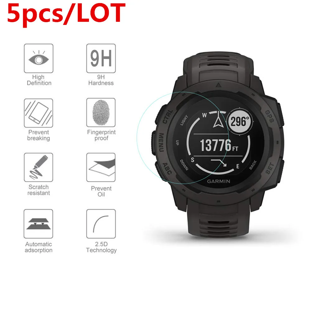 5 шт. полноэкранная Защитная пленка для часов Garmin Instinct HD 9H 2.5D закаленное защитное