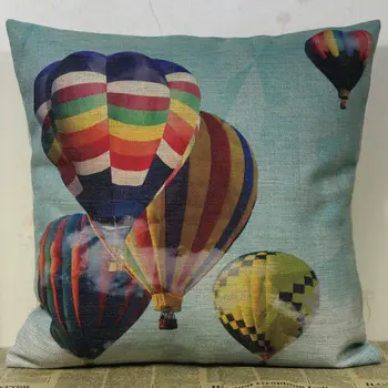 

LINKWELL 45x45 cm Fashion Athlete Hot Air Balloon Game Colorful Linen Fabric Decor Sofa Pillow Case Chair Throw Cushion Cover
