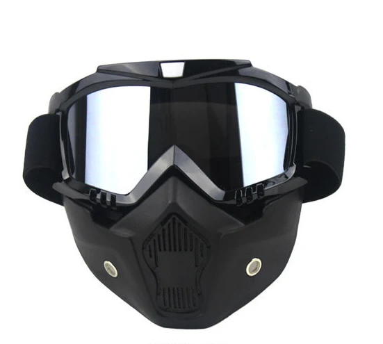 moto rcycle шлем маска для лица Пылезащитная маска со съемными очками рот фильтр для модульной открытым лицом мото винтажные шлемы - Цвет: silver