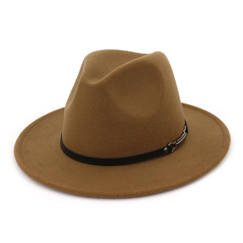 

2019 Autumn and Winter Fashion Fedora Hat Woman Men's Fedora Hat Wool Blend Wide-brimmed Jazz Hats Black Red Fedora Hat Caps