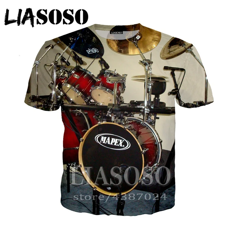 LIASOSO модная футболка 3d принт барабанная установка Топ Костюм Рок t Мужчины wo Мужская Уличная одежда с мотивами из аниме футболка Harajuku рубашки с коротким рукавом E350 - Цвет: 12