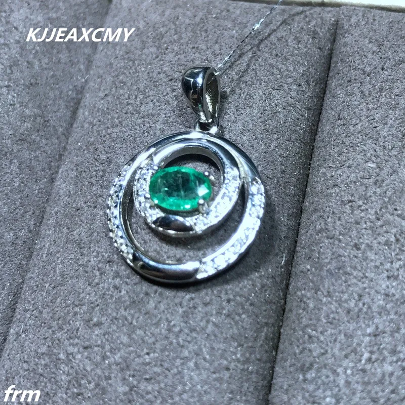 

KJJEAXCMY Boutique Jewelry,Natural Emerald Ladies Pendant 925 Sterling Silver Inlaid Chain