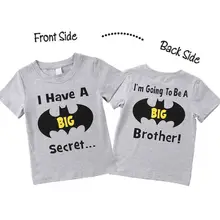 1-6Y летняя одежда для маленьких мальчиков; летняя футболка с короткими рукавами и принтом Бэтмена; Футболка с принтом «Big Brother»; топы; детская одежда
