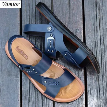 

Yomior Hot Sale New Fashion Summer Leisure Beach Travel Men Shoes High Quality Leather Shoes Men's Sandals Breathable Walking