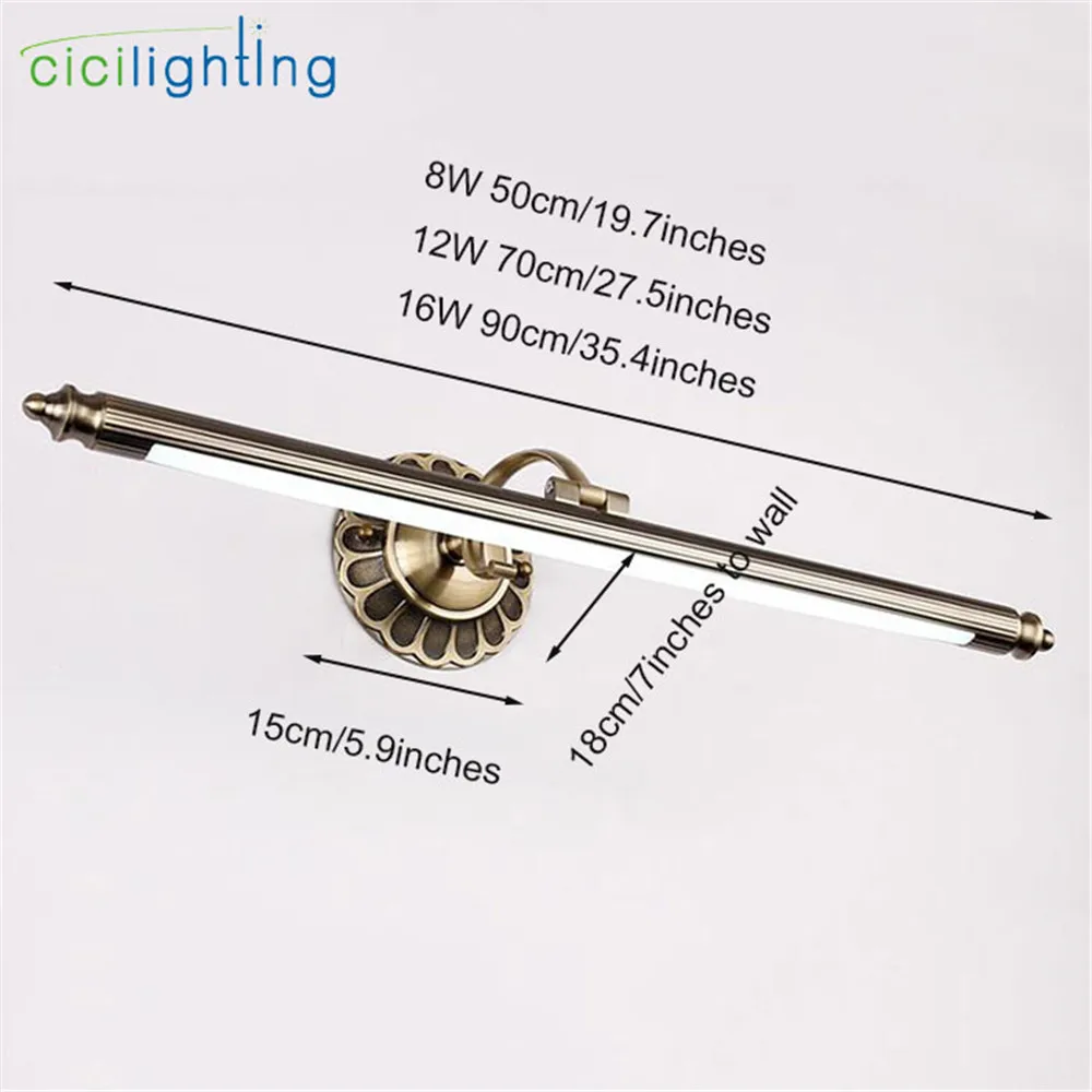 2019 جديد L50cm 70 سنتيمتر 90 سنتيمتر الحديثة LED أضواء مرآة البرونزية جدار مصباح الحمام أطول جدار الشمعدان امب ديكو خمر الغرور مصباح