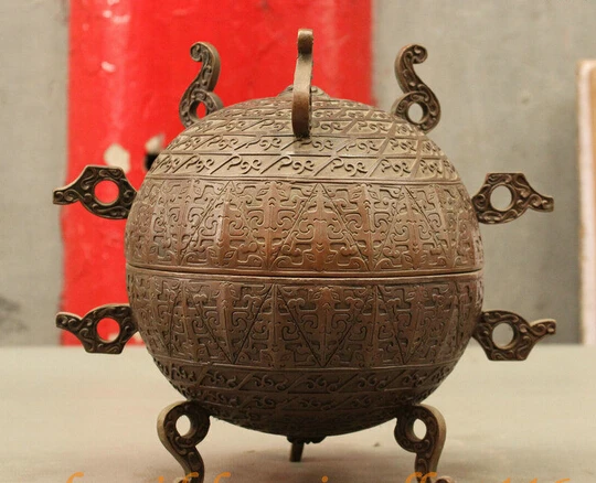 

shitou 002415 10" Chinese Royal Bronze Beast Animal Mask Pattern Statue Incense Burner Censer discount 30% (C0324)