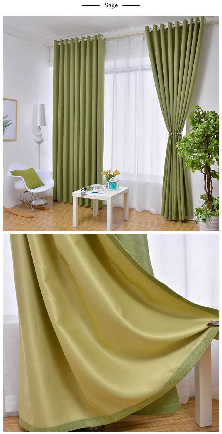 NORNE New Fabric Solid Color Faux Linen Blackout Curtains for Living Room Modern Bedroom Window Curtains Kitchen Curtains Blinds