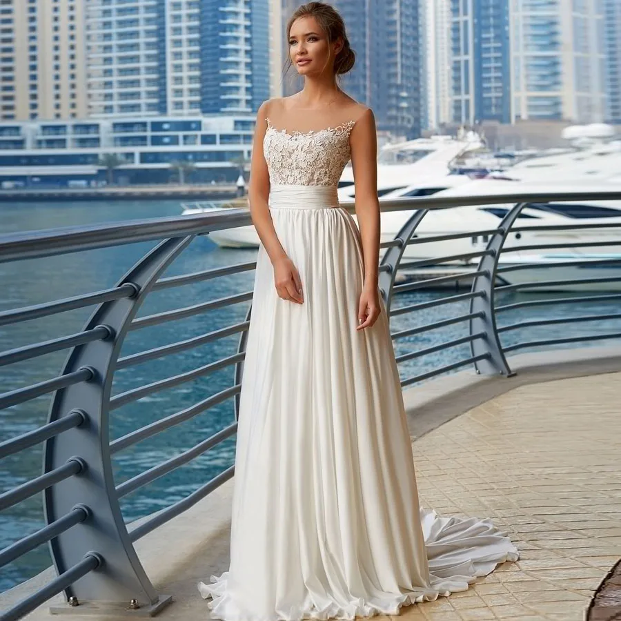 Beach Wedding Dresses Boho Scoop Wedding Gowns (4)